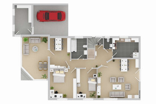 Raumaufteilung EG mit Carport